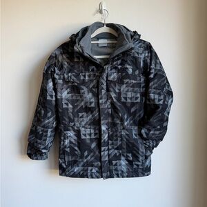 Columbia Boys Black and Gray Pattern Interchange Jacket with Fleece